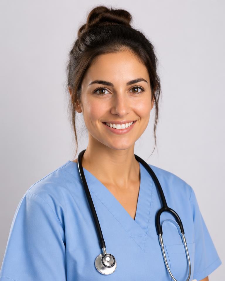 AI generated headshot of a physician in clinical attire