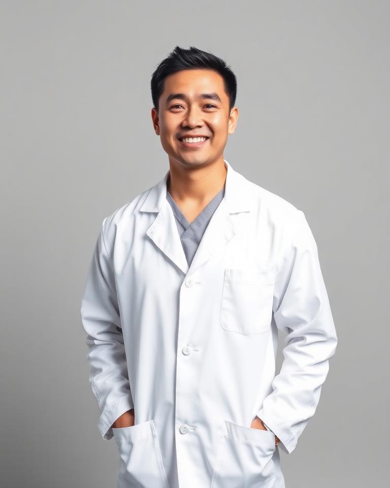 Attending physician headshot in white lab coat